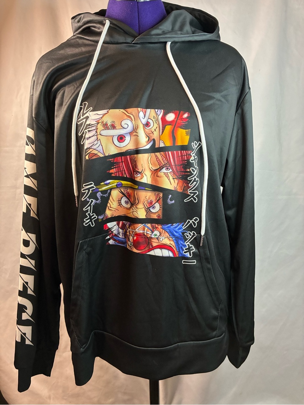 Adult Medium Black Anime Panels Graphic Hoodie New Without Tags
